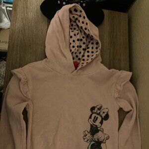 Disney Junior Classic Minnie Mouse  Long Sleeve Sweatshirt 4T Light Pink Hooded